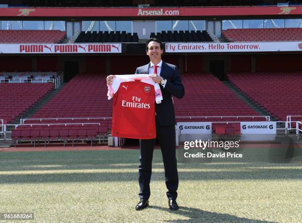 Arsenal Head Coach Unai Emery at Emirates Stadium on May 23, 2018 in London, England.