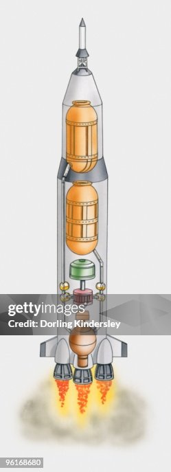 Cross Section Illustration Of Simple Rocket Engine High-Res Vector ...