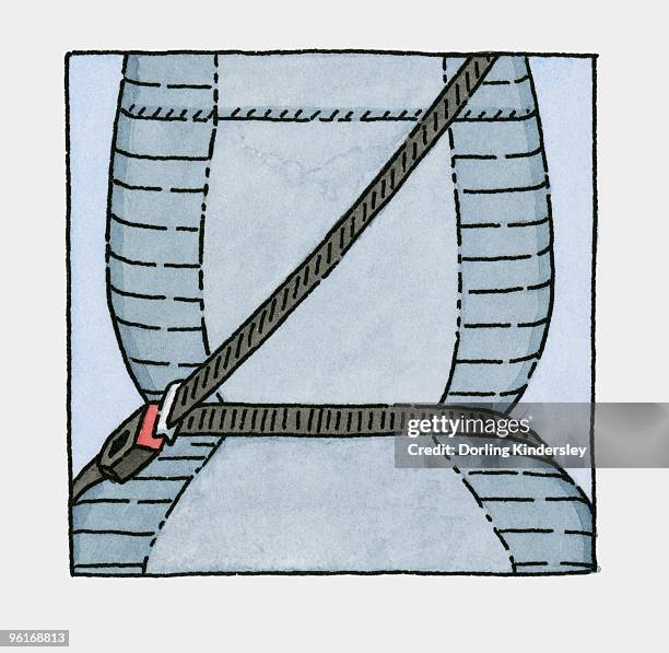 illustrations, cliparts, dessins animés et icônes de illustration of fastened seat belt - peinture à l’encre de chine