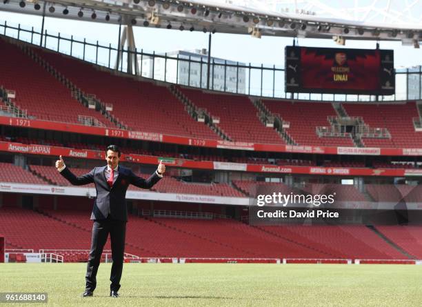 Arsenal Head Coach Unai Emery at Emirates Stadium on May 23, 2018 in London, England.