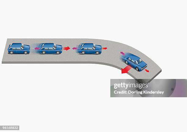illustration of a car accelerating around a bend - car motion blur stock illustrations