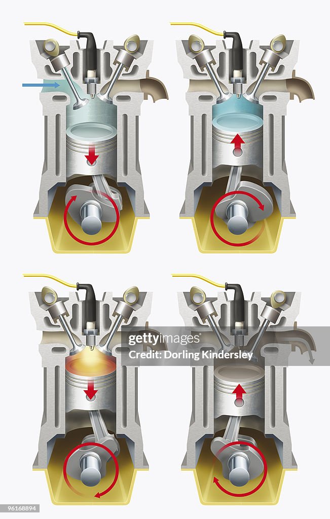 Illustration Of The Otto Engine A Fourstroke Internal Combustion Engine  High-Res Vector Graphic - Getty Images