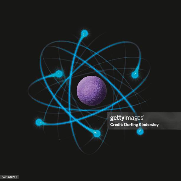 illustration of rutherford model of the atom, consisting of nucleus and negatively charged electrons - ernest rutherford stock illustrations