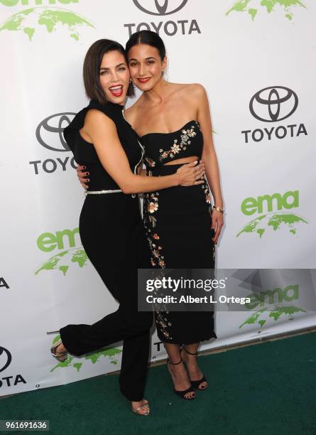 Actress Jenna Dewan and actress Emmanuelle Chriqui arrive for the 28th Annual EMA Awards Ceremony held at Montage Beverly Hills on May 22, 2018 in...