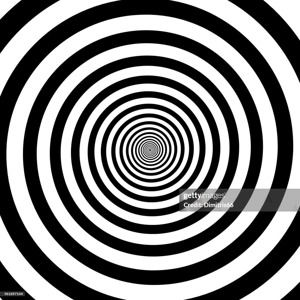 Black and white hypnotic spiral