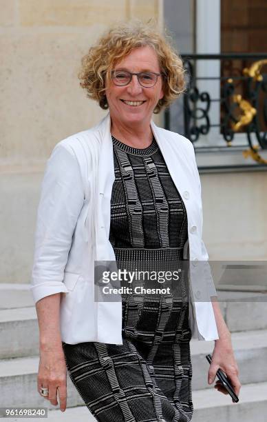 French Labour Minister Muriel Penicaud leaves the Elysee Presidential Palace after the "Tech for Good" Summit on May 23, 2018 in Paris, France. Tech...