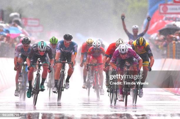 Arrival / Sprint / Elia Viviani of Italy and Team Quick-Step Floors Purple Points Jersey / Sam Bennett of Ireland and Team Bora-Hansgrohe / Niccolo...