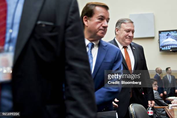 Mike Pompeo, U.S. Secretary of state, right, and Representative Ed Royce, and Republican from California and chairman of the House Foreign Affairs...