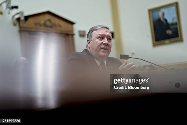 Mike Pompeo, U.S. Secretary of state, speaks during a House Foreign Affairs Committee hearing in Washington, D.C., U.S., on Wednesday, May 23, 2018....