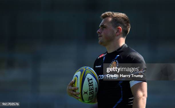 Joe Simmonds of Exeter Chiefs during an Exeter Chiefs Media Session at Sandy Park on May 23, 2018 in Exeter, England.