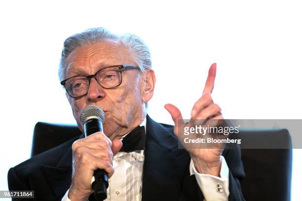 Larry Silverstein, president and chief executive officer of Silverstein Properties Inc., speaks during the NYCxDesign panel at the 3 World Trade...