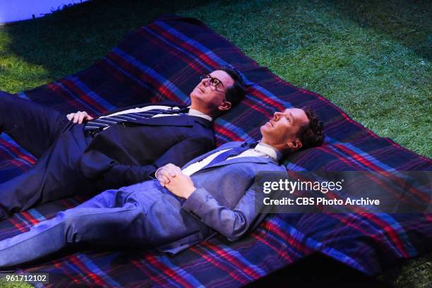 The Late Show with Stephen Colbert and guest Benedict Cumberbatch during Friday's May 18, 2018 show.