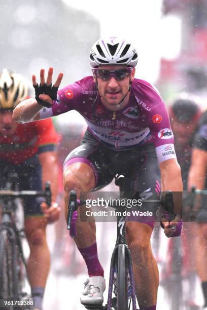 Arrival / Elia Viviani of Italy and Team Quick-Step Floors Purple Points Jersey / Celebration / Rain / during the 101st Tour of Italy 2018, Stage 17...