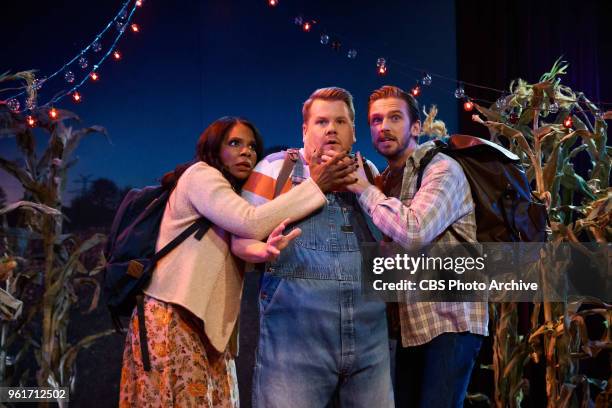 Audra McDonald and Dan Stevens perform in the sketch Inappropriate Musicals with James Corden during "The Late Late Show with James Corden," Monday,...