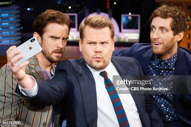 The Late Late Show with James Corden airing Tuesday, May 22 with guests Dan Stevens and Thomas Middleditch.