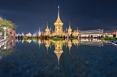 Bangkok, Thailand - Nov 7, 2017 : The Royal Crematorium for King Bhumibol Adulyadej at Sanam Luang prepared to be used as The royal funeral Cremation Ceremony Bangkok Thailand.