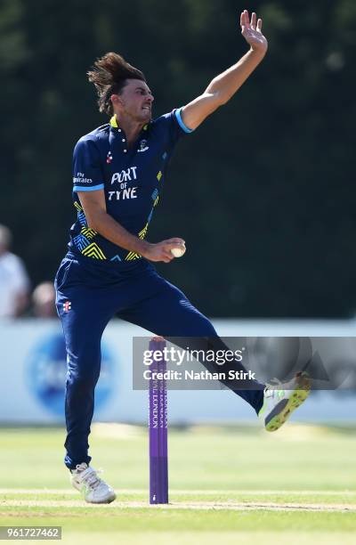 In action during the Royal London One-Day Cup match between Derbyshire and Durham at The 3aaa County Ground on May 23, 2018 in Derby, England.