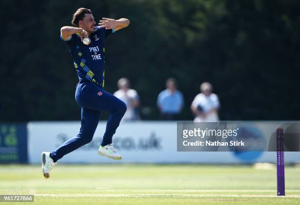 Matt Dixon of Durham runs into bowl during the Royal London One-Day Cup match between Derbyshire and Durham at The 3aaa County Ground on May 23, 2018...