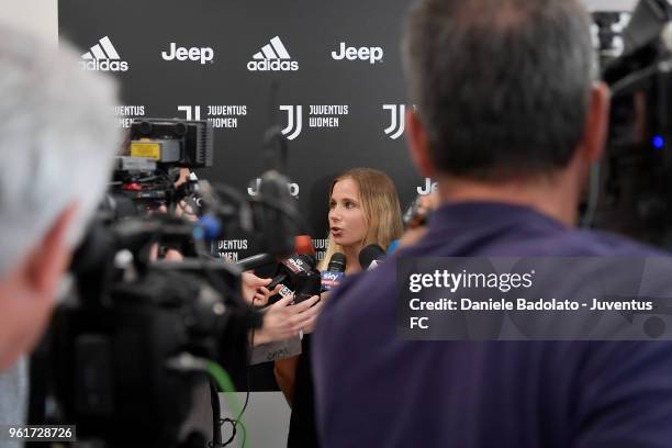 Tuija Hyyrynen during the media day before the Juventus Women training session on May 23, 2018 in Turin, Italy.