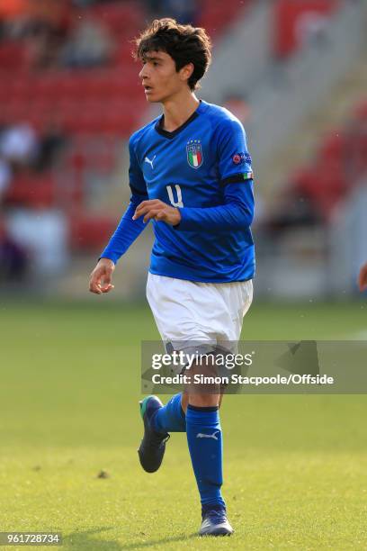 Giuseppe Leone of Italy in action during the UEFA European Under-17 Championship Final match between Italy and Netherlands at the Aesseal New York...