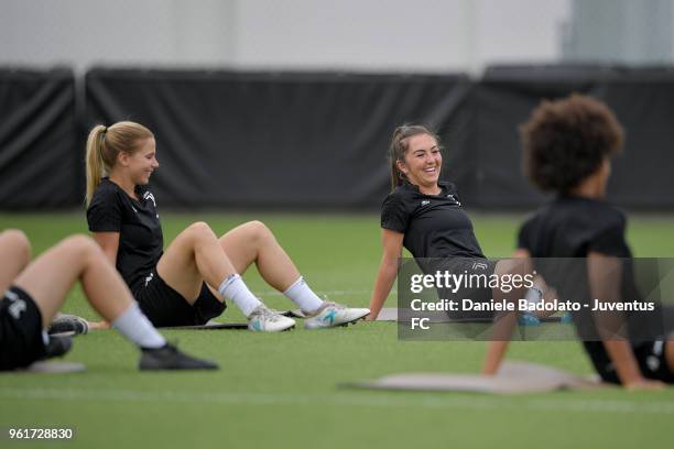 Katie Zelem during the Juventus Women training session on May 23, 2018 in Turin, Italy.