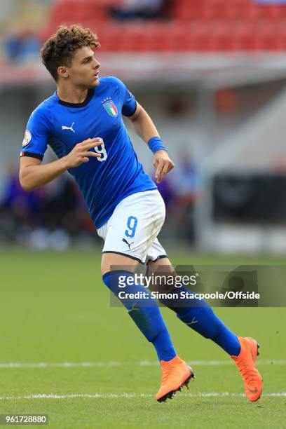 Edoardo Vergani of Italy in action during the UEFA European Under-17 Championship Final match between Italy and Netherlands at the Aesseal New York...