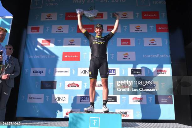 Podium / Michael Albasini of Switzerland and Team Mitchelton-Scott / Celebration / during the 11th Tour des Fjords 2018, Stage 2 a 188km stage from...
