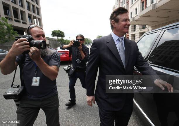 Former Trump campaign manager Paul Manafort leaves the E. Barrett Prettyman U.S. Courthouse after a hearing on May23, 2018 in Washington, DC....