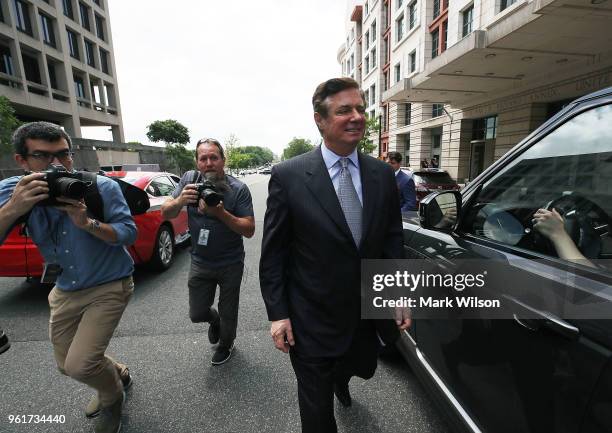 Former Trump campaign manager Paul Manafort leaves the E. Barrett Prettyman U.S. Courthouse after a hearing on May23, 2018 in Washington, DC....