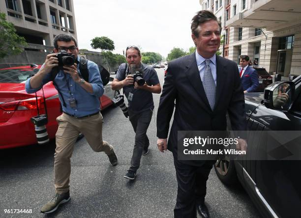 Former Trump campaign manager Paul Manafort leaves the E. Barrett Prettyman U.S. Courthouse after a hearing on May23, 2018 in Washington, DC....