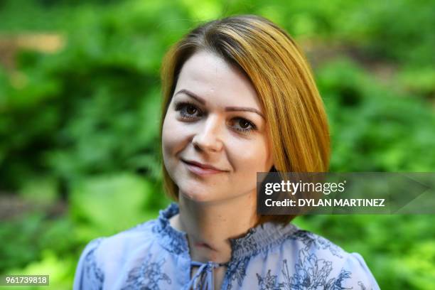 Yulia Skripal, who was poisoned in Salisbury along with her father, Russian spy Sergei Skripal, speaks to media representatives in London, on May 23,...