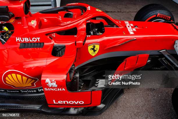 Scuderia Ferrari SF71H mirrors in the Halo during the Monaco Formula One Grand Prix at Monaco on 23th of May, 2018 in Montecarlo, Monaco.