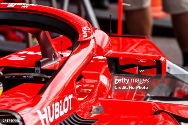 Scuderia Ferrari SF71H mirror into the halo during the Monaco Formula One Grand Prix at Monaco on 23th of May, 2018 in Montecarlo, Monaco.