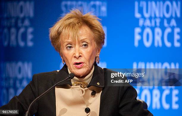 Spanish Deputy Prime Minister Maria Teresa Fernandez de la Vega speaks at a press conference at the end of the Ministerial Preparatory Conference on...