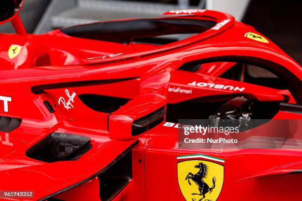 Scuderia Ferrari SF71H mirror into the halo during the Monaco Formula One Grand Prix at Monaco on 23th of May, 2018 in Montecarlo, Monaco.