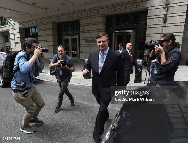 Former Trump campaign manager Paul Manafort leaves the E. Barrett Prettyman U.S. Courthouse after a hearing on May23, 2018 in Washington, DC....