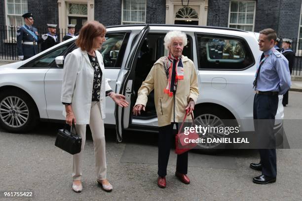 Last surviving female WW2 pilot Mary Ellis, , arrives outside number 10 Downing Street in central London on May 23 for a reception hosted by...