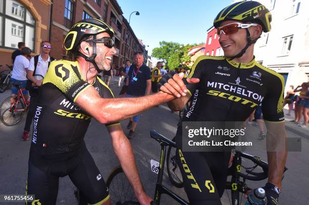 Arrival / Michael Albasini of Switzerland and Team Mitchelton-Scott / Carlos Verona of Spain and Team Mitchelton-Scott / Celebration / during the...