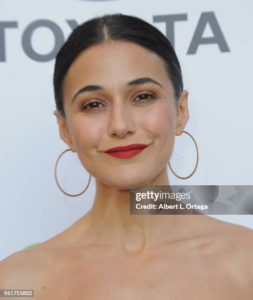 Actress Emmanuelle Chriqui arrives for the 28th Annual EMA Awards Ceremony held at Montage Beverly Hills on May 22, 2018 in Beverly Hills, California.