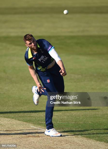 George Harding of Durham runs into bowl during the Royal London One-Day Cup match between Derbyshire and Durham at The 3aaa County Ground on May 23,...