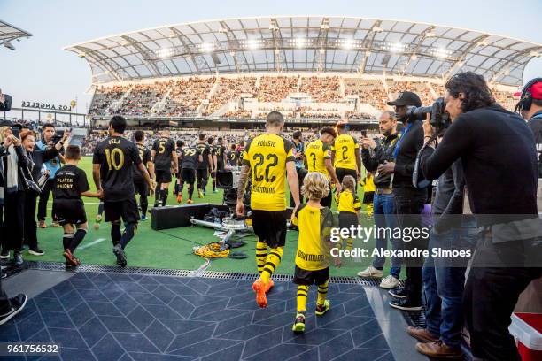 Christian Pulisic of Borussia Dortmund prior to the friendly match between Los Angeles FC and Borussia Dortmund during BVB's USA Training Camp in the...