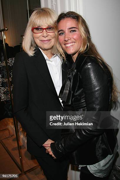Mireille Darc and Vahina Giocante attend the Balmain flagship launch on January 25, 2010 in Paris, France.