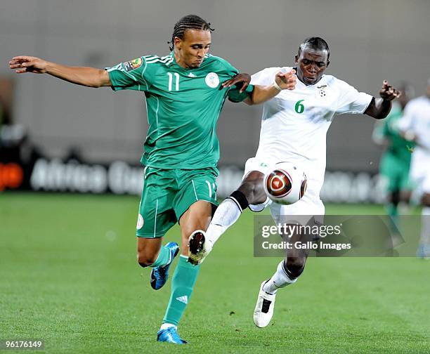 Peter Odemwingie of Nigeria and Emmanuel Mbola of Zambia during the Africa Cup of Nations Quarter Final match between Zambia and Nigeria from the...