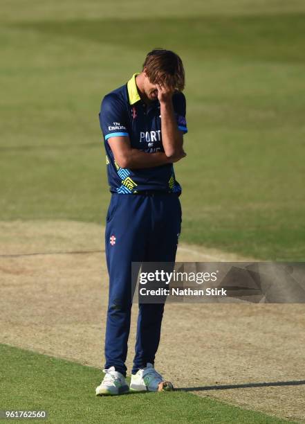 Matt Dixon of Durham looks on during the Royal London One-Day Cup match between Derbyshire and Durham at The 3aaa County Ground on May 23, 2018 in...