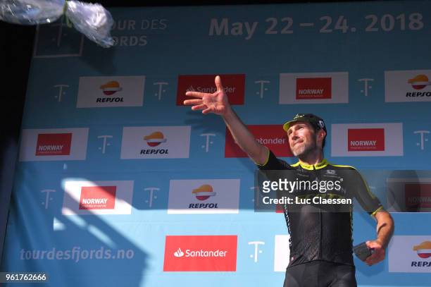 Podium / Michael Albasini of Switzerland and Team Mitchelton-Scott Celebration / during the 11th Tour des Fjords 2018, Stage 2 a 188km stage from...