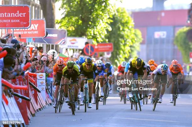 Sprint / Arrival / Michael Albasini of Switzerland and Team Mitchelton-Scott / Fabio Jakobsen of The Netherlands and Team Quick-Step Floors /...