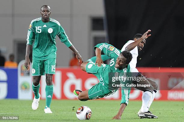 John Obi Mikel of Nigeria and Chris Katongo of Zambia during the Africa Cup of Nations Quarter Final match between Zambia and Nigeria from the Alto...