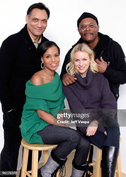 Actors Jimmy Smits, Kerry Washington, Naomi Watts, and Samuel L. Jackson pose for a portrait during the 2010 Sundance Film Festival held at the...