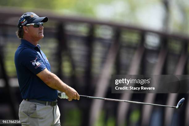 Scott McCarron plays a practice round during Preview Day 3 of the Senior PGA Championship at Harbor Shores on May 23, 2018 in Benton Harbor, Michigan.