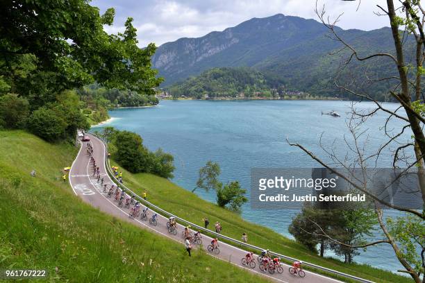 Peloton / Lago di Ampola / Landscape / during the 101st Tour of Italy 2018, Stage 17 a 155km stage from Riva Del Garda to Iseo - Franciacorta Stage /...